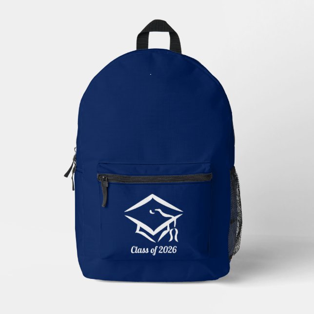 Graduation Class of 20?? BLUCLWHT Customise Year Printed Backpack (Front)