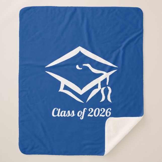 Graduation Class of 20?? BLUWHT Customise Year Sherpa Blanket (Front)
