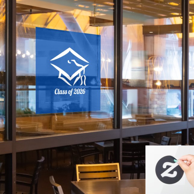 Graduation Class of 20?? BLUWHT Customise Year Window Cling (Restaurant Window)