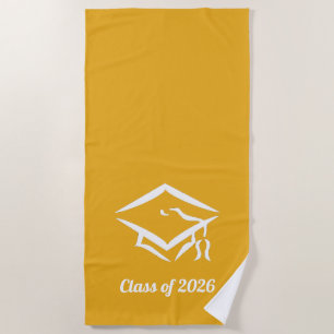 Graduation Class of 20?? GLDWHT Custom Year Name Beach Towel