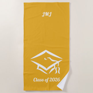 Graduation Class of 20?? GLDWHT Custom Year Name Beach Towel