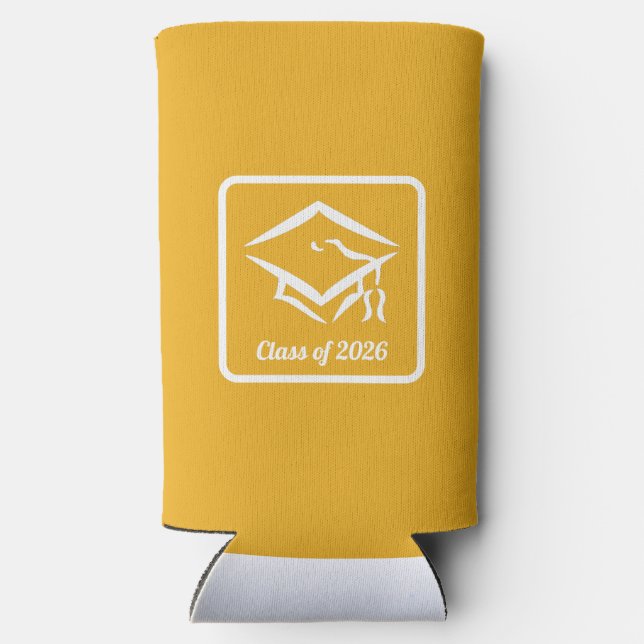 Graduation Class of 20?? GLDWHT Customize Year Seltzer Can Cooler (Back)