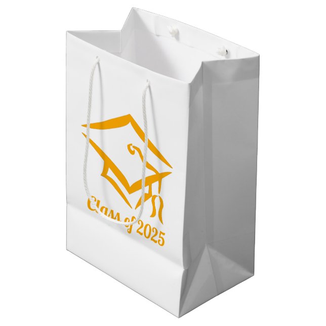 Graduation Class of 20?? WHTGLD Customise Year Medium Gift Bag (Front Angled)