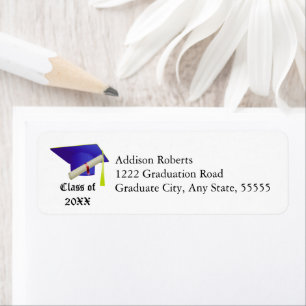 Graduation Class of 20XX Blue Cap Return Address