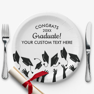 Graduation Class of 20XX Congrats Grad Cap Custom Paper Plate