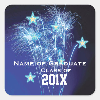 Graduation Class of 20xx Year Fireworks Round or Square Sticker