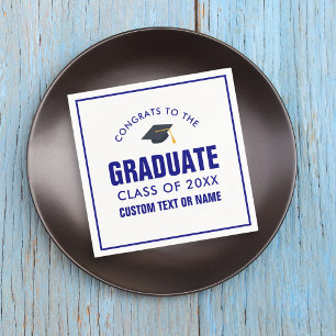 Graduation Class of 20XX Your School Colour Blue Napkin