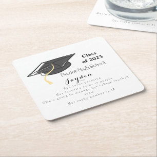 Graduation Class of Custom Fun Facts  Square Paper Coaster