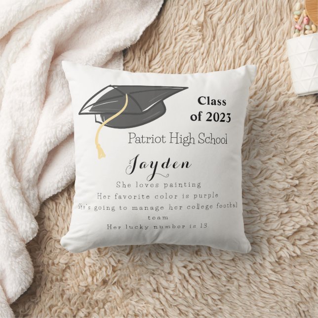 Graduation Class of Fun Facts Grad Cap Custom Cushion (Blanket)