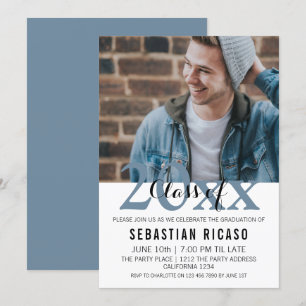 Graduation Class of Modern Personalised (Blue) Invitation
