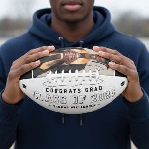 Graduation Class of Photo Congrats Black & White American Football