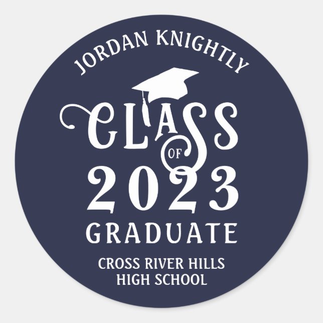 Graduation Class of Year Custom Colour Classic Round Sticker (Front)