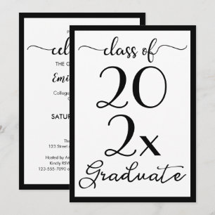Graduation Class Of Your Year Black & White Script Invitation