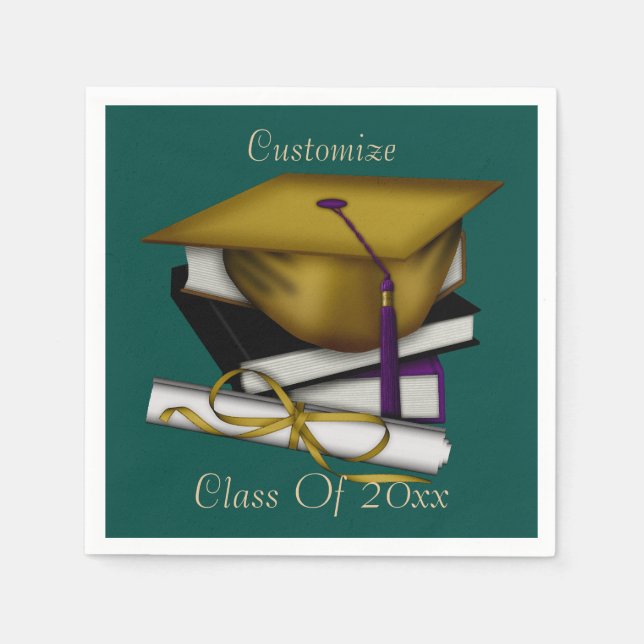 Graduation & Class Reunion Cap & Diploma Napkins 4 (Front)