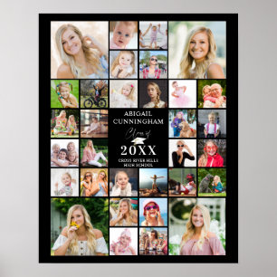 Graduation Class Year 32 Photo Collage Your Colour Poster