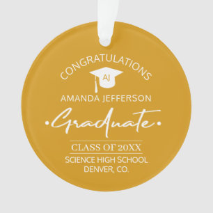 Graduation Class year and school PHOTO orange Ornament