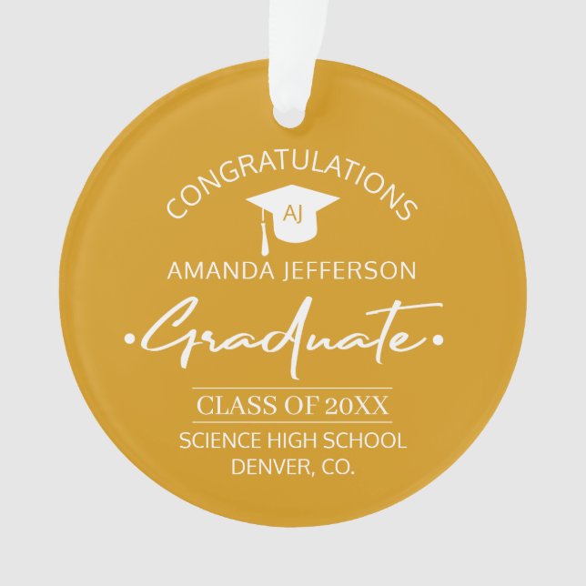 Graduation | Class year and school PHOTO orange Ornament (Front)