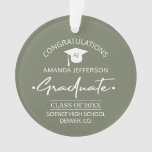 Graduation Class year and school PHOTO sage Ornament