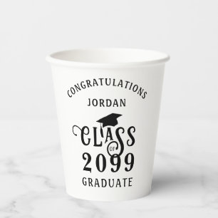 Graduation Class Year Congrats Name Custom Colour Paper Cups