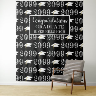 Graduation Class Year Congrats Photo Op Black Tapestry