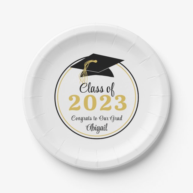 Graduation Class Year Custom Colour and Text Paper Plate (Front)