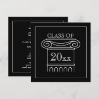 Graduation Class Year Elegant Modern Black White