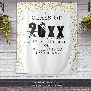 Graduation Class Year Gold Confetti Backdrop Tapestry