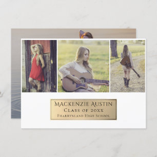Graduation Collage   Elegant Gold Multi-Photo Announcement
