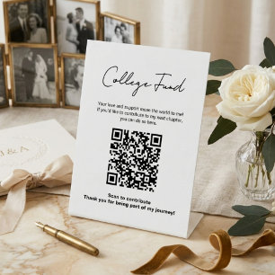 Graduation College Fund QR Code Minimalist Pedestal Sign