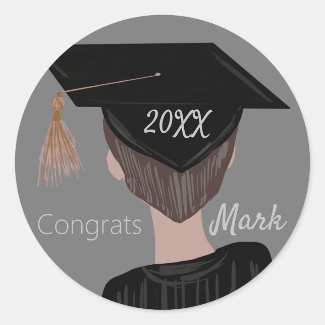 Graduation College Highschool  Graduate Guy   Classic Round Sticker (Front)