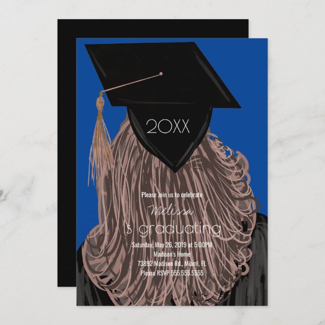 Graduation College Highschool Graduate Party  Invi Invitation (Front/Back)