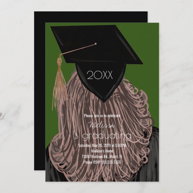 Graduation College Highschool Graduate Party  Invitation (Front/Back)