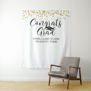 Graduation Confetti CONGRATS GRAD Ceremony Party Tapestry