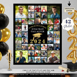 Graduation Congrats 42 Photo Collage Black Gold Poster<br><div class="desc">Easily create a graduation photo memories poster print utilising this easy-to-upload photo collage template with 42 square pictures of your graduate through the years to display at your graduation party or as a commemorative keepsake. The editable black and gold design features a faux metallic gold graduation cap, the title CONGRATULATIONS...</div>