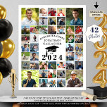 Graduation Congrats 42 Photo Collage Black White Poster<br><div class="desc">Easily create a graduation photo memories poster print utilising this easy-to-upload photo collage template with 42 square pictures of your graduate through the years to display at your graduation party or as a commemorative keepsake. The editable black and white design features the title CONGRATULATIONS NAME and class year accented with...</div>
