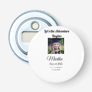 Graduation congrats add name photo city date class bottle opener