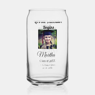 Graduation congrats add name photo city date class can glass