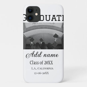 Graduation congrats add name photo city date class iPhone 11 case