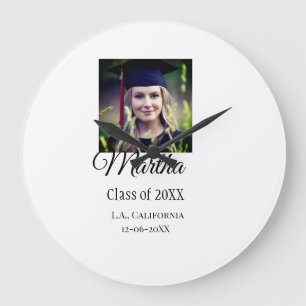 Graduation congrats add name photo city date class large clock