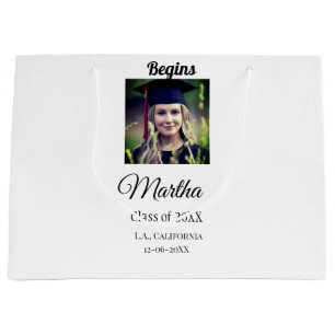 Graduation congrats add name photo city date class large gift bag
