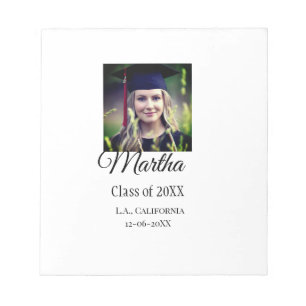 Graduation congrats add name photo city date class notepad