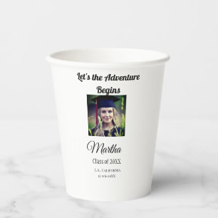 Graduation congrats add name photo city date class paper cups