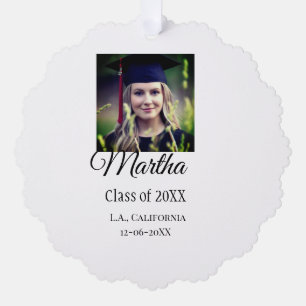 Graduation congrats add name photo city date class tree decoration card