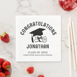 Graduation Congrats Cap Diploma Custom Colour Napk Napkin