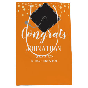 Graduation Congrats Class of 2021 Orange Medium Gift Bag