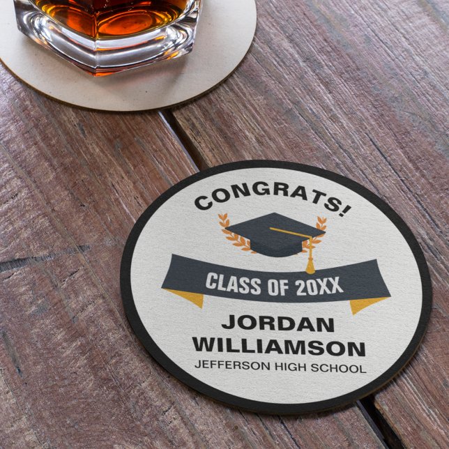 Graduation Congrats Grad Class of 20XX Custom Round Paper Coaster (Creator Uploaded)