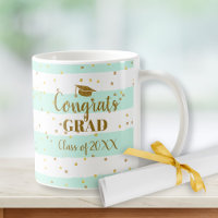Graduation Congrats Grad Gold Glitter Stripes