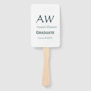 Graduation congrats monogram blue gray name 20XX c Hand Fan