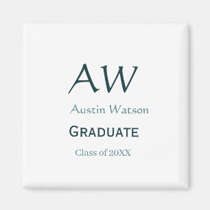 Graduation congrats monogram blue gray name 20XX c Magnet