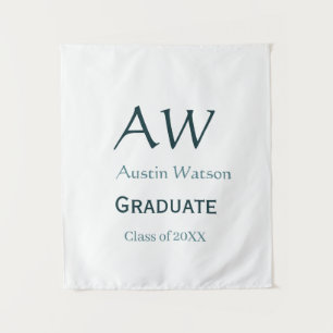 Graduation congrats monogram blue gray name 20XX c Tapestry